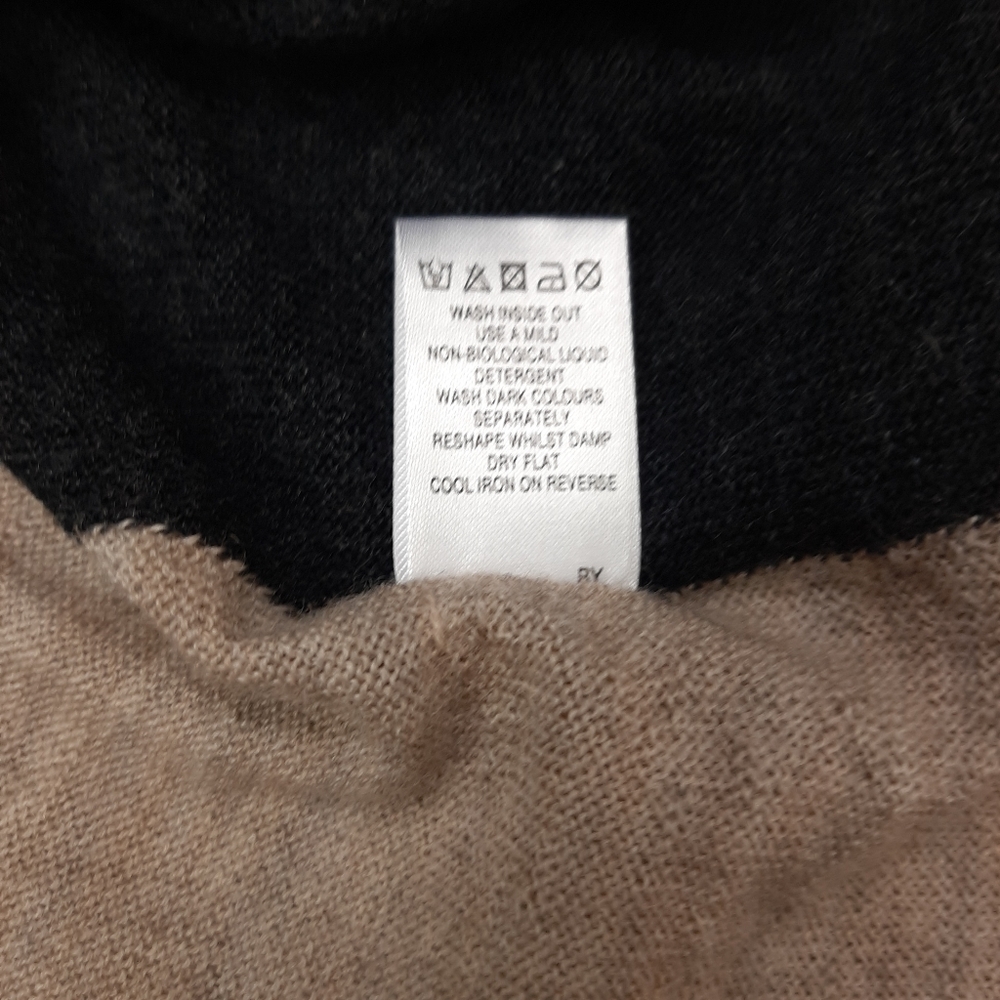 Celtic & Co Womens Fine Knit Merino Jumper Size Small Charcoal Beige Colourblock - Picture 15 of 15